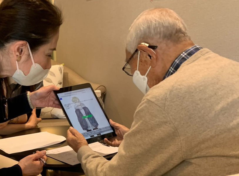 Elderly man is interacting with the AI avatar